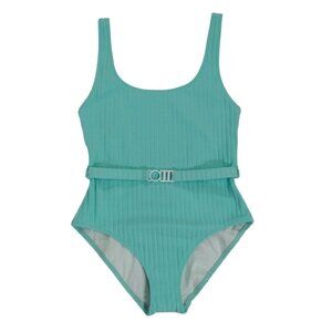 Solid & Striped Womens Ribbed Belted One-Piece Swimsuit In Mint Green Size M.